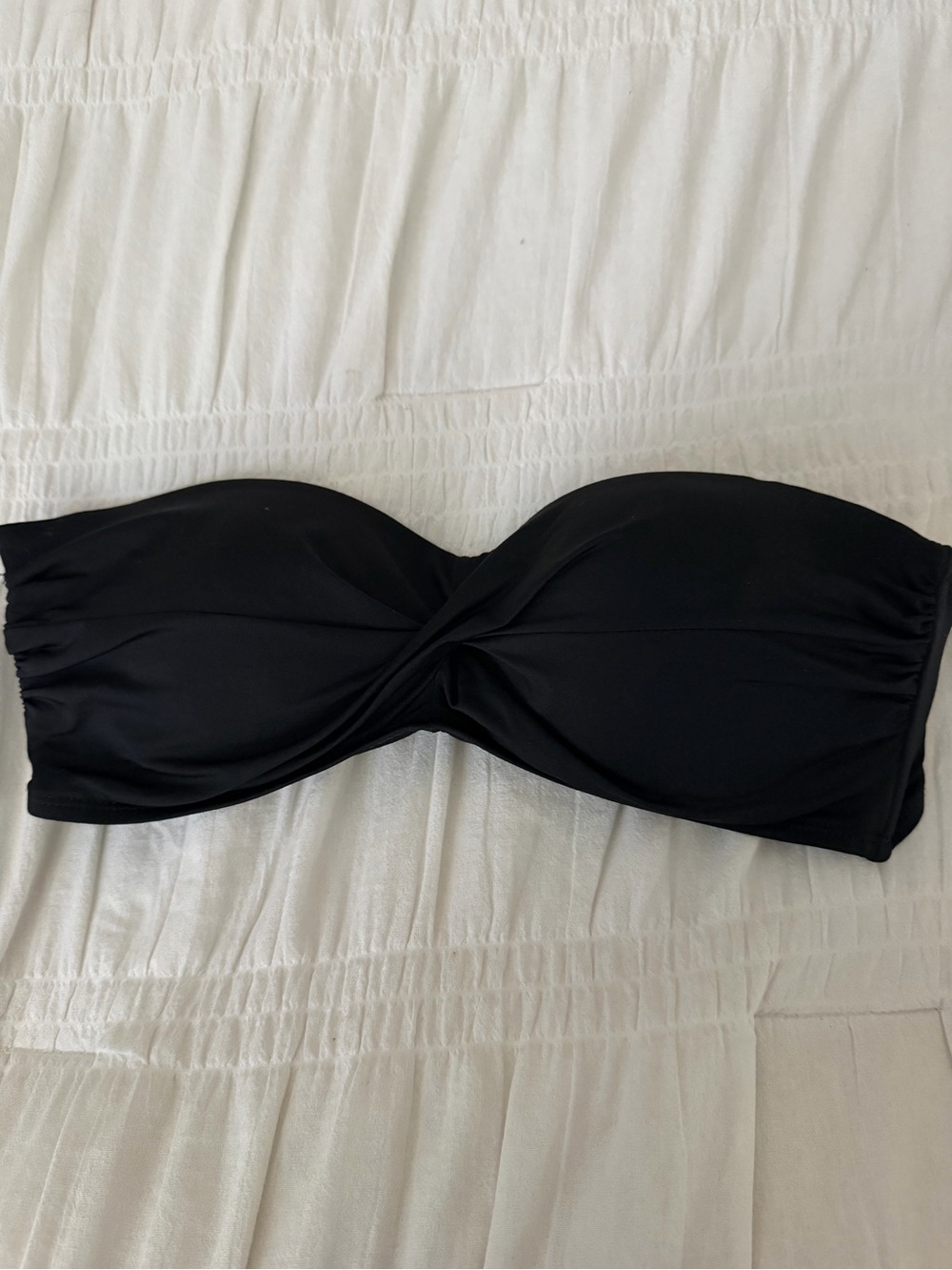Black Twist-Front Bandeau Swim Top